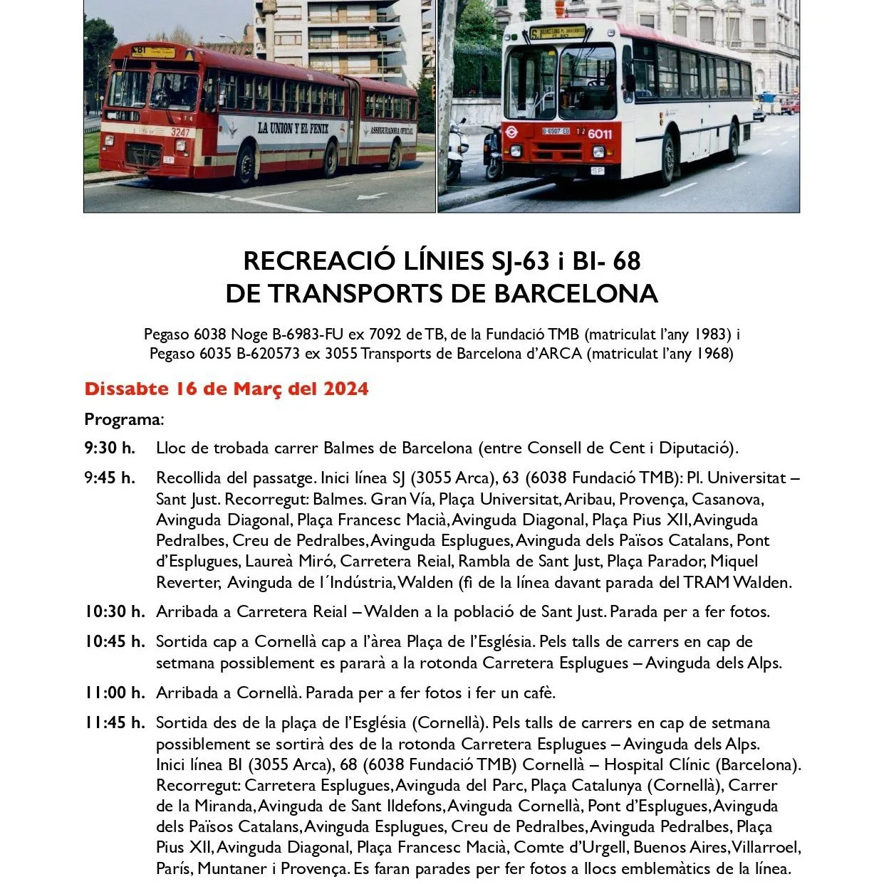 Recreación de líneas históricas de Transportes de Barcelona